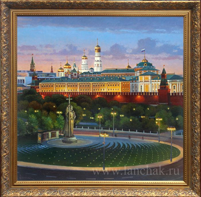 Картина с видом Москвы и Московского Кремля художника Ланчака