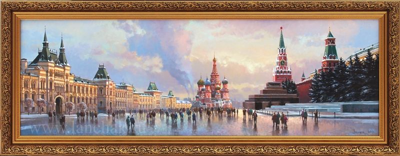 Живопиь, картина с Видом Красной площади в Москве. Городской пейзаж, картина художника