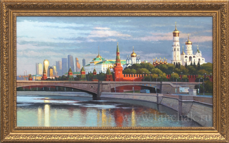 Раннее утро в Москве. Картина маслом на холсте