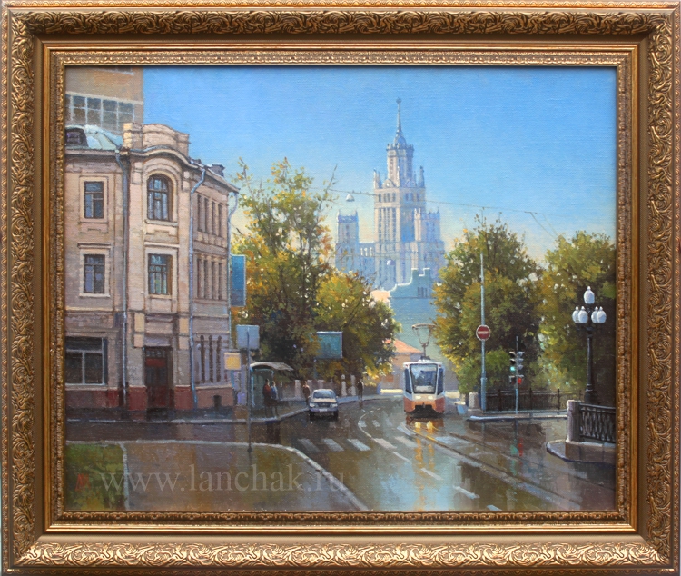 Яузский бульвар летом. Картина маслом