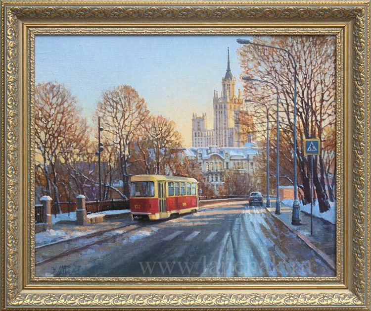 Яузский бульвар. Зимнее солнце. Картина Москвы художника Ланчака