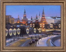 Праздничная ночная Москва. Картина маслом