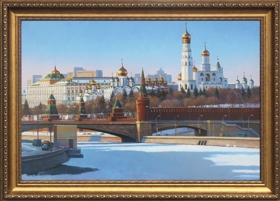 Картина зимний вид Кремля