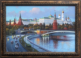 Вечерний вид Кремля. Картина маслом