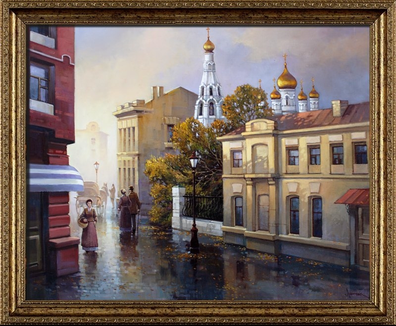 Спасо-Песковский переулок. Картина маслом на холсте