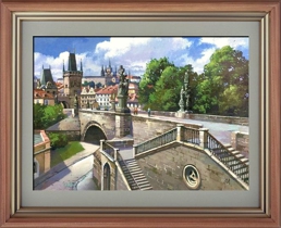 Вид на Карлов мост. Картина маслом