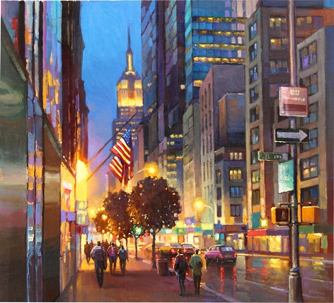 Пятая авеню Нью Йорка, картина, масло на холсте