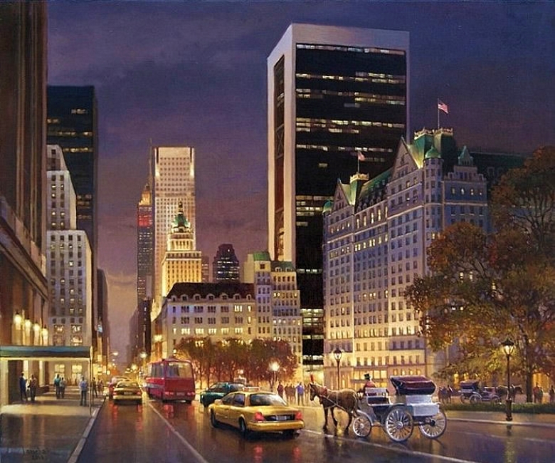 Ночной Манхеттен, картина маслом
