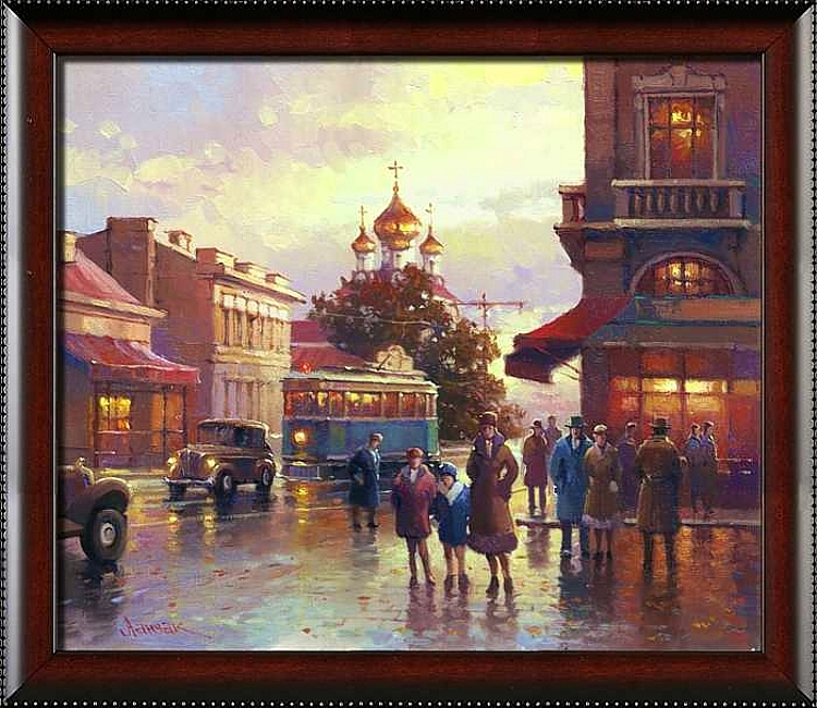 Картина Старая улица. Холст, масло