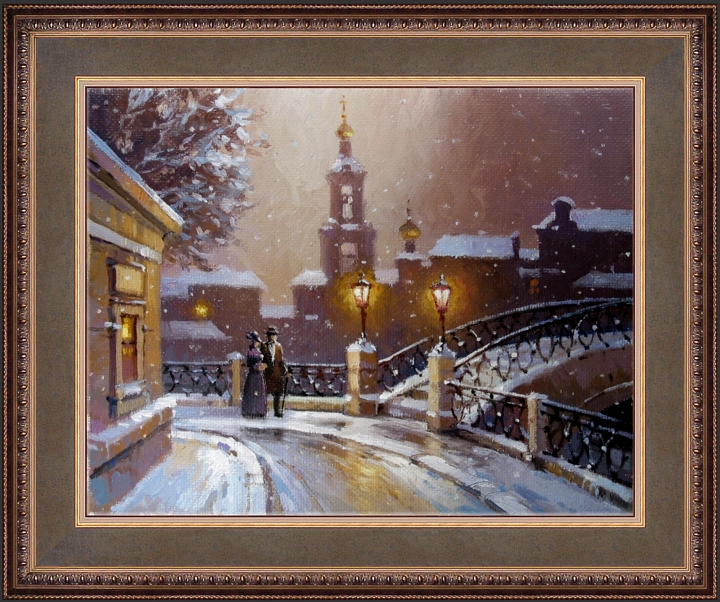 Вечерняя прогулка в старинной Москве, картина маслом