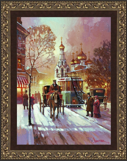 Вечерние огни старинной Москвы, городской пейзаж, картина маслом