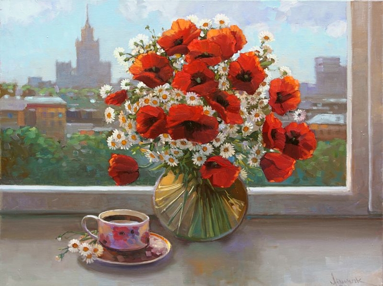 Маки на окне