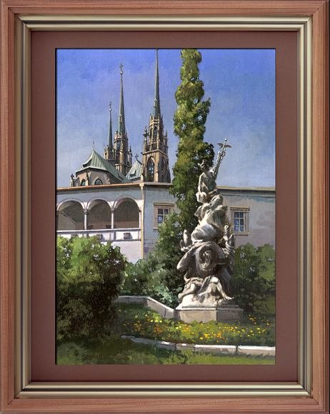 Брно, городской пейзаж, масло