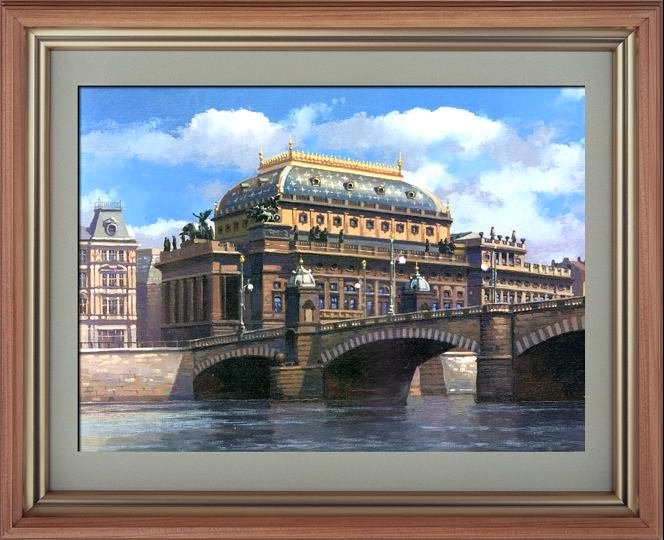 Народный театр, Прага, картина маслом