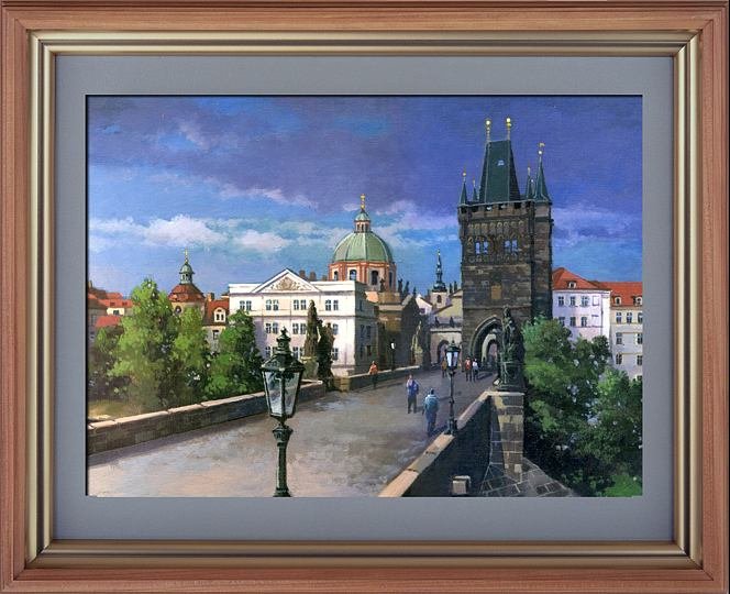 Карлов мост через Влтаву,картина маслом
