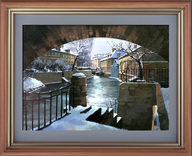 Центр Праги, остров Кампа, городской пейзаж, масло