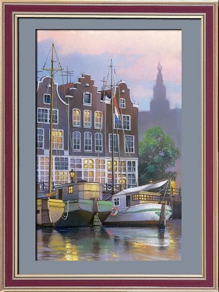 Вечерний Амстердам, картина маслом