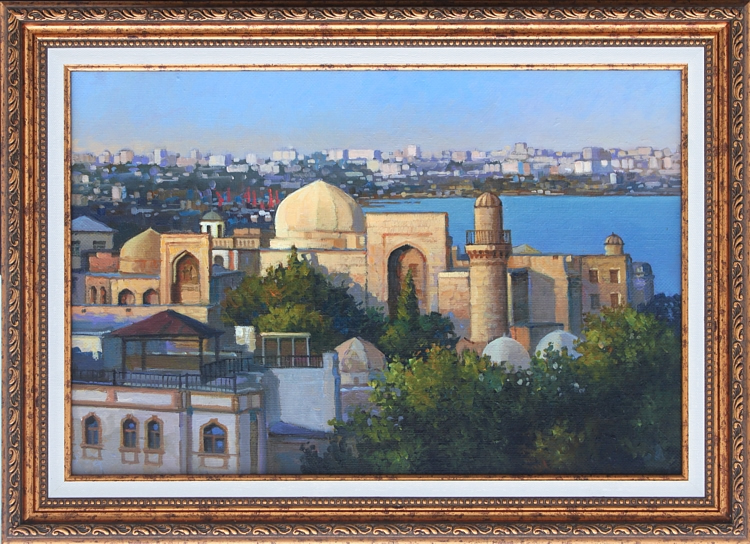 Баку, вид на старый город. Масло на холсте