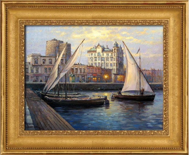 Фантазия старинного Баку, набережная. картина маслом